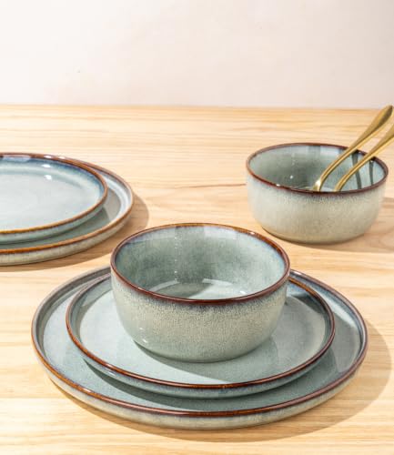 Image of GBHOME Dinnerware Sets for 4, 12 Pieces Ceramic Plates and Bowls Set