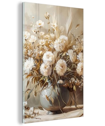 Tableau en verre grand format pour salon beige MuchoWow