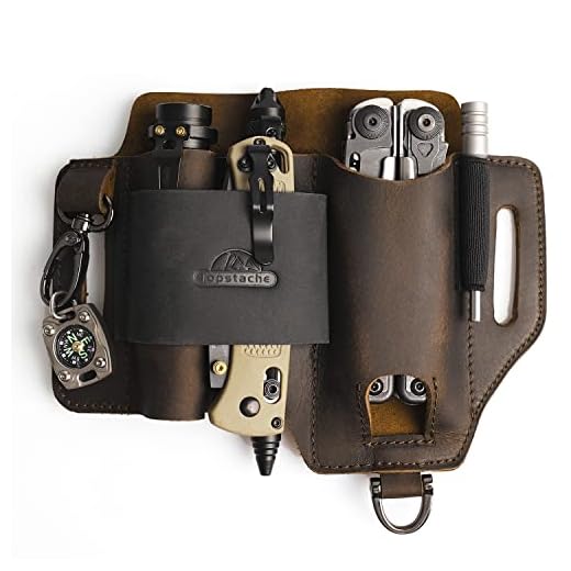 Topstache Leather Multitool Sheath,EDC Belt Organizer for Work and Daily Use,Leatherman Sheath,EDC Pocket Organizer for Flashlight and Multitool,Gifts for Men ,Leather Sheath for Multitool