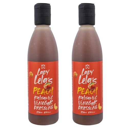 Lady Lela’s Condimento Balsamico alle Pesche – Crema Balsamica Artigianale Fruttata, 2 x 250 ml (Totale 500 ml) – Ideale per Insalate, Verdure Grigliate e Dessert