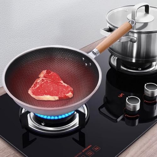 Wok de acero inoxidable con tapa y superficie antiadherente miniatura 6