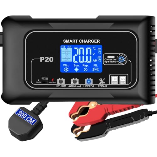 HTRC Caricabatterie Intelligente 12V/24V 20A per LiFePO4 e Piombo Acido