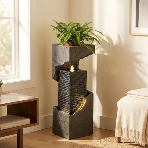 Indoor Waterfall Fountain with LED Lights for Garden