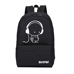 AUXTER Polyester Music 15 Ltrs Casual School Bag College Backpack for Boys and Girls (Black)