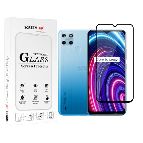 Image of ScreenUp Tempered Glass For Realme C25Y - Ultra Clear, 9H Scratch Resistant, Full Coverage, Easy Install Screen Protector