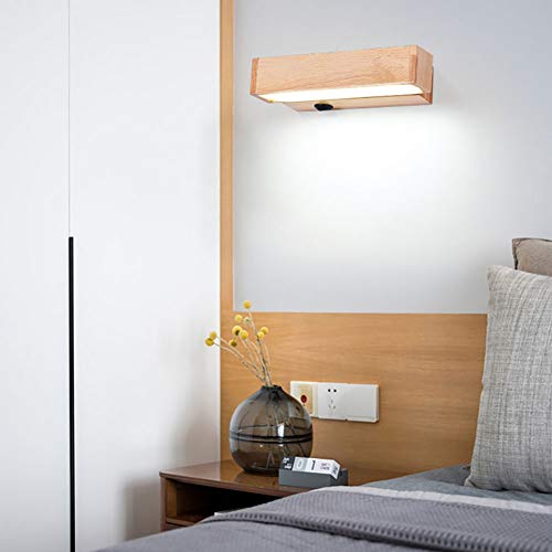 Applique murale rotative LED en bois massif avec interrupteur intégré pour un éclairage blanc chic - 5