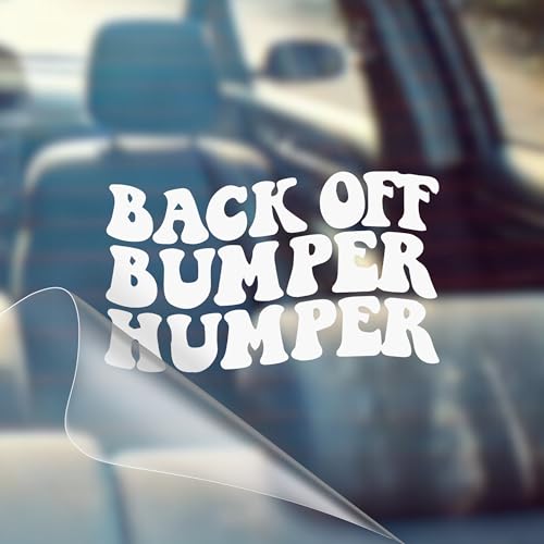 Image of Back Off Bumper Humper Retro Vintage Wavy Font - Funny Car Vinyl Decal Bumper Sticker for Car, Wall, Window, Vehicle, Weather Resistant