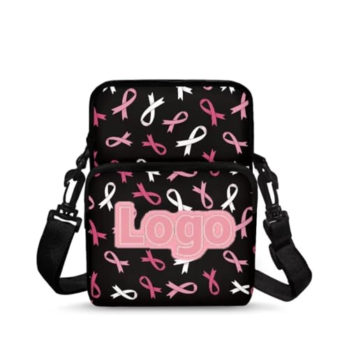 Image of Crossbody Bag for Women Sling Purse Pink Ribbon Cell Phone Holder with Straps