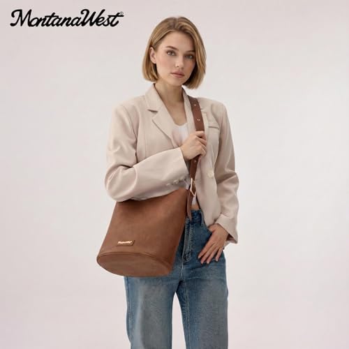 Image of Montana West Medium Hobo Bags for Women with Coin Purse, Soft PU Leather Bucket Shoulder Ladies Handbag with Adjustable Strap