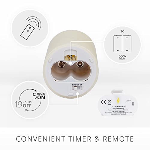 Luminara Flameless Candle Led Pillar Chalky Ivory Finish - Real Wax Melted Top Unscented, Remote Ready, Timer (3 X 6.5 Inch) #TOP3