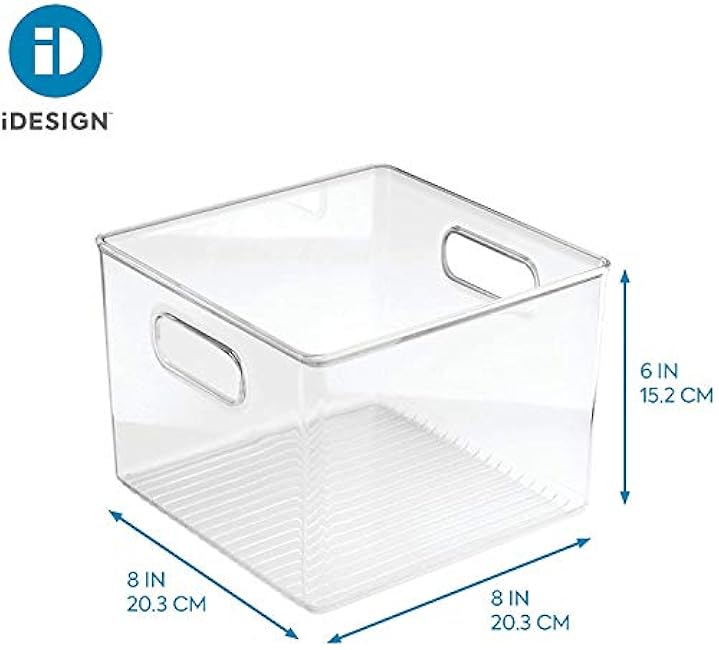 iDesign Kitchen Binz BPA-Free Plastic Deep Stackable Organizer with Handles - 8 x 8 x 6, Clear (Pack of 2)