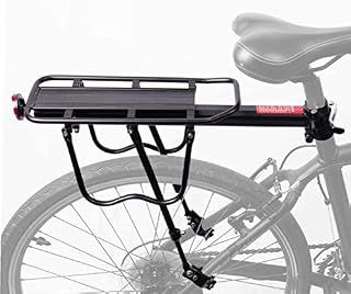 ConBwin Bike Rear Rack, Bicycle Rear Back Seat Luggage Rack Holder Carrier for Panniers Bags, Luggage, Cargo, 50kg Load, Aluminum Alloy Adjustable with Reflector for Cycling Camping Touring Sport