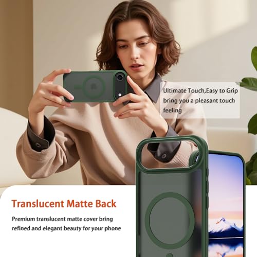 Image of Magnetic for iPhone 17 Air Phone Case, [Compatible with MagSafe], Screen Protector X1, [Military Grade Drop Protection],Matte Finish,Slim,Shockproof,Protective (Green, iPhone 17 AIR)