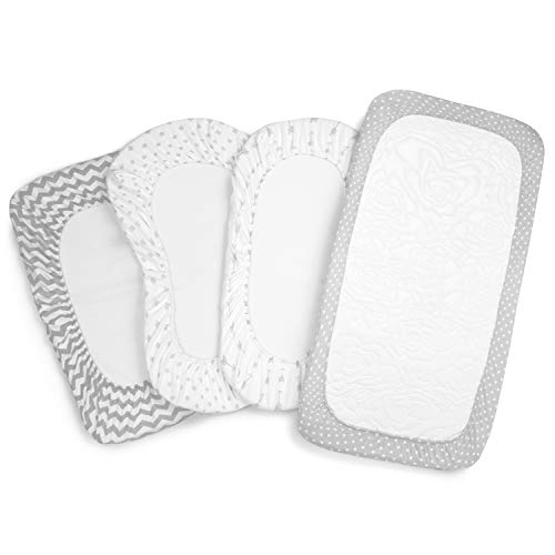 Bassinet Bed Sheets – Premium Bassinet Fitted Sheet For Halo, Mika Micky, Maxi Cosi & Others - 4 Pack 100% Jersey Knit - Bassinet Bedding For Standard Size Oval Or Halo Bassinet Pads For Boys & Girls #TOP6