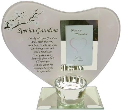 Glass Photo Frame Grandma Memorial Candle Holder Family Decoration
