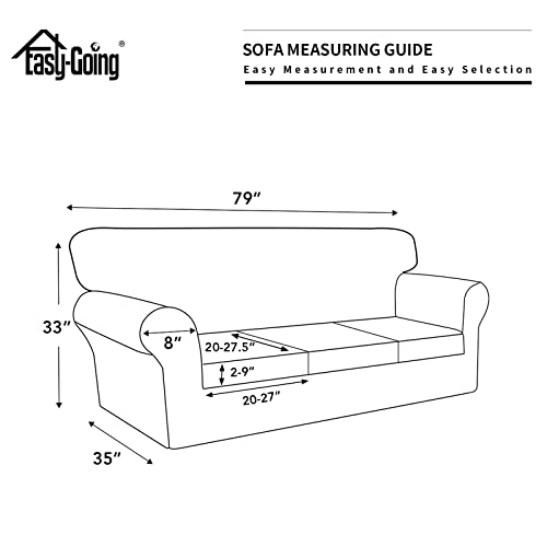 Image of Easy-Going Waterproof 4 Pieces Stretch Couch Cover for 3 Cushion Ivory | 100% Dual Waterproof Sofa Slipcover for 3 Separate Cushion Couch Leakproof Furniture Protector for Kids, Pets