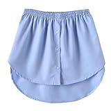OBBUE Women's Mini Adjustable Shirt Extender Removable Layering Half Length Underskirt with Buttons Blue Large