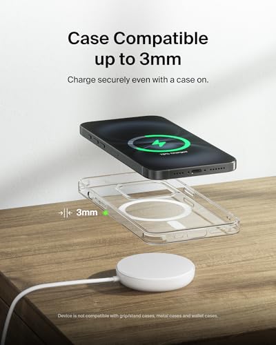 Image of Belkin Qi2 Magnetic Wireless Charging Pad 15W with Pop-Up Stand | MagSafe-Compatible Qi2 Certified Wireless Charger for iPhone 16, 15, 14, 13, Samsung Galaxy S25, S24, AirPods | White