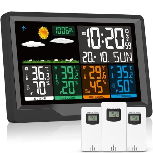 jely Wireless Weather Station with 3 Outdoor Sensors