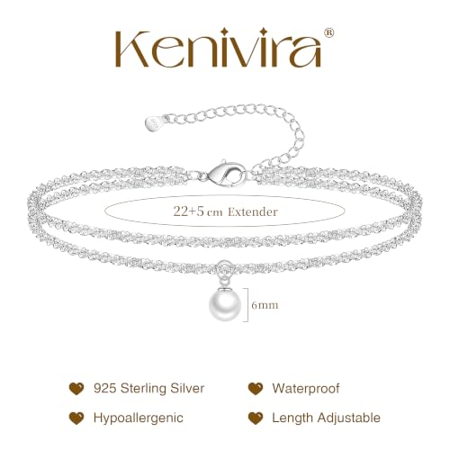 Image of Kenivira Sterling Silver Ankle Bracelets for Women,Gold Dainty Layered Waterproof Anklet for Women, Anklet Set Stackable Beach Gift Adjustable Size