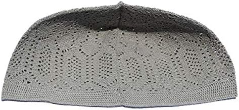Mens TAQIYAH Skull Cap-Kufi HAT Breathable and Light Weight Prayer TOPI (Light Grey)