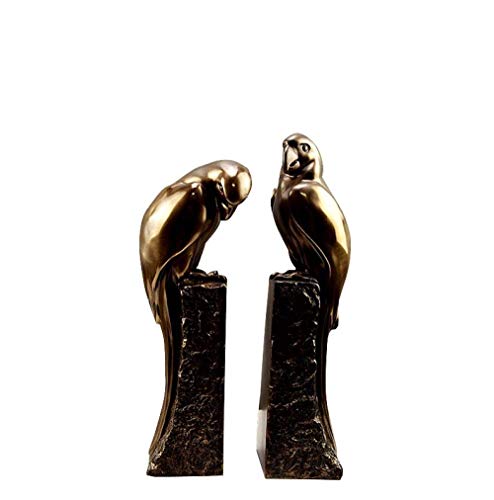 Statue de perroquet en résine bronzage à froid pour bibliothèque élégante