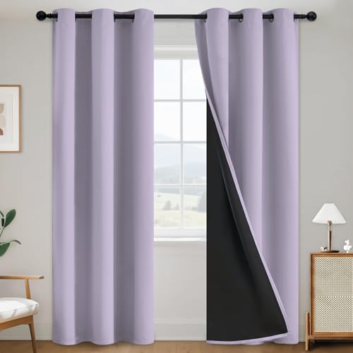 SimpleHome Lilac 100% Blackout Curtains Room Darkening Living Room 84 Inch