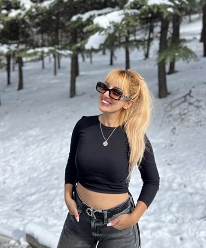 VISOONE Chunky Rectangle Sunglasses Women Men 90’s Vintage Retro Accessories UV400 Protection Narrow Square Shades Harmony2