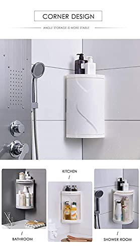 Image of VBM 360 Rotating Corner Shelves,3 Tier Storage Cabinet Towel Holder Rack, Corner Cabinets with Doors and Shelves for Bathroom Bathtub Toilet Table