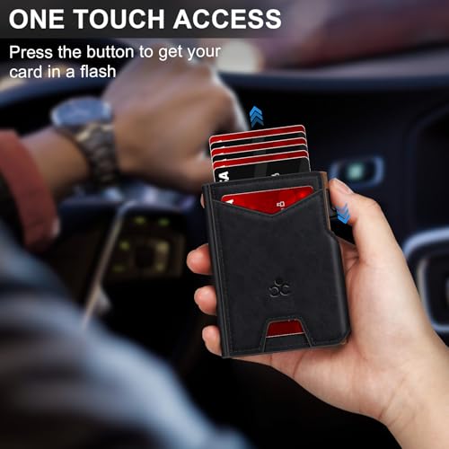 Image of Wallet for Men Wallet with Slim Pop Up Card Holder 9-13 Cards, Bifold Minimalist Smart Wallet RFID Blocking Credit Card Holder with ID Window & Stretchable Cash Slot Compact Metal Aluminum Card Case