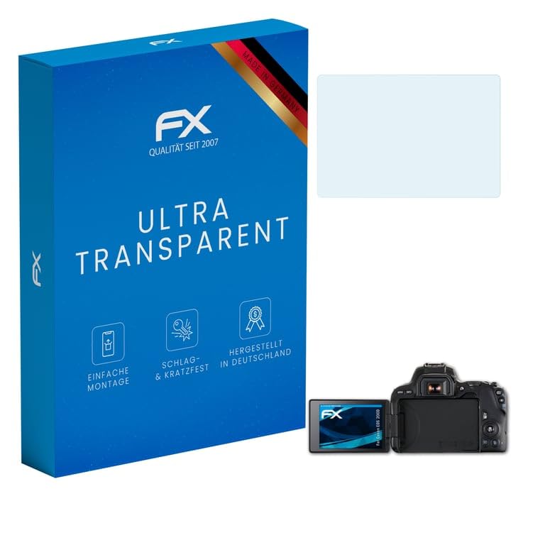 atFoliX Screen Protection Film compatible with Canon EOS 200D / Rebel SL2 Screen Protector, ultra-clear FX Protective Film (3X)