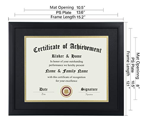 Elsker&Home Elsker&Home 8.5X11 Certificate Frame - Classic Black Color Frame - Displays Diploma 8.5X11 Inch With Mat - 11X14 Inch Without Mat - For Document/Photo thumb #3