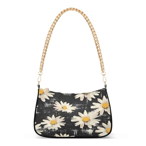 Image of Shoulder Bags for Women Flower Floral Hobo Tote Handbag Small Clutch Purse with Zipper Closure