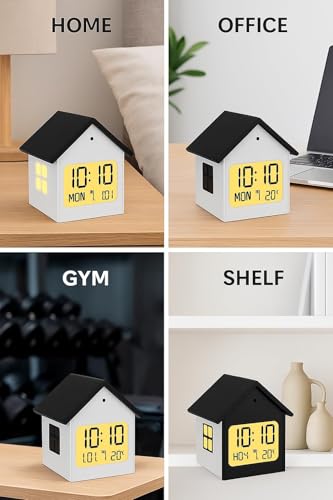 Image of CBK Digital Alarm Clock with Week,Date,Days-Month,Temperature Display,Compact Desk Table Clock for Students,Office,Bedroom,Living Room,Home Decor,Corporate Use (Dream Home Clock)