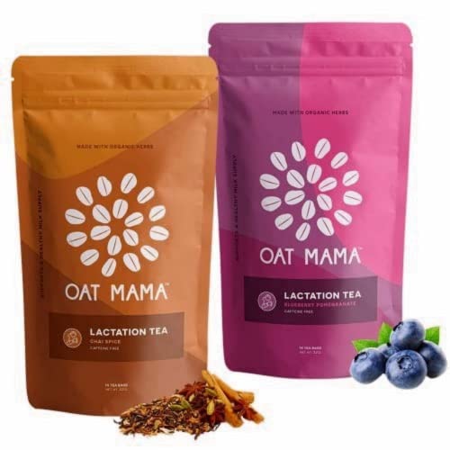 Image of Oat Mama Lactation Tea: Breastfeeding Support for New Moms, Organic Herbs to Help Increase Milk Supply, Women-Owned, Blueberry Pomegranate & Chai Spice