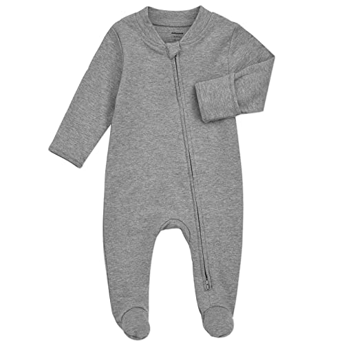 Image of Aablexema Organic Cotton Baby Footie Pajamas with Mittens Newborn Soft Zip Sleeper