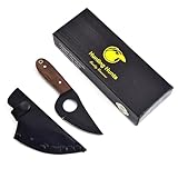 High Carbon Steel Bushcraft Knife – 7' Full Tang Hunting Knives with Leather Sheath & Rosewood Handle – Handmade Fixed Blade Skinning – Survival, Camping & Outdoor Utility Knife for Men