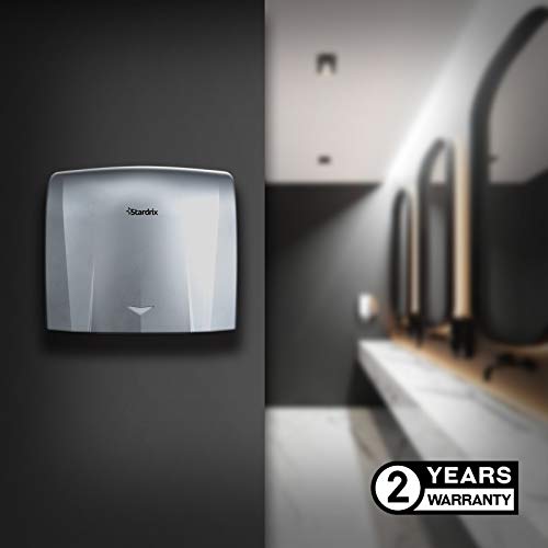 stardrix Compact ABS Silver Electric Eco Hand Dryer with HEPA Filter, High Speed for Bathrooms Commercial & Home