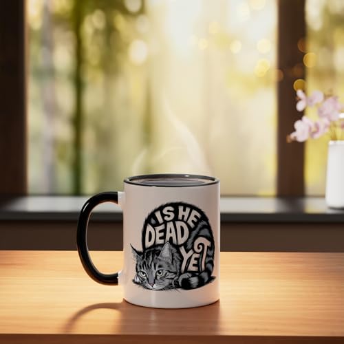 Taza cerámica con diseño vintage de gato humor oscuro 11 oz miniatura 3