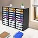 27 Compartments Desktop Literature Organizer, Office File Sorter, Adjustable Dividers 110lbs Bearing Capacity, Desk Paper Holder Shelves, for Home School Office Use, 31 * 12 * 21in (Black)