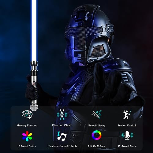 Motion Control Dueling Lightsaber - Smooth Swing Light Sabers 16 Colors 16 Sound Fonts Light Saber, Premium Metal Hilt Rechargable Lightsabers, Light Sabers for Adults Teens