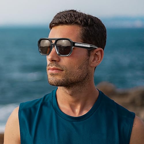 Image of DUCO Retro Square Aviator Sunglasses for Women Men Classic Vintage Trendy 70s Shades UV protection Sun Glasses DC2358