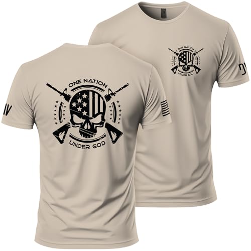 One Nation Under God T-Shirt - Ring-Spun Cotton Short Sleeve Shirt for Men Sand
