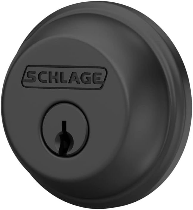 Schlage B60 N 622 Deadbolt, Keyed 1 Side, Highest Residential Security, Matte Black
