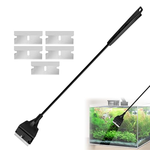 Image of MEKEET 6PCS Aquarium Algae Scraper Lightweight Algae Scraper Fish Tank Detachable and Adjustable Algae Cleaner Tool with 5 Replaceable Blades for Glass Fish Tank Aquarium Gravel Cleaning Scraper 55cm