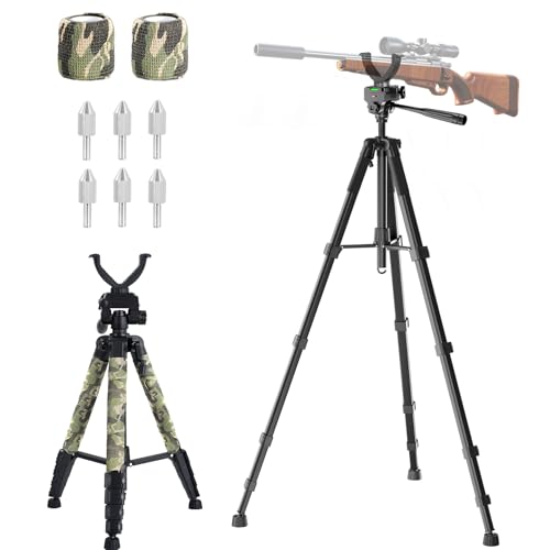 74” Rifle Shooting Tripod with V Yoke, Spikes & Camo Straps