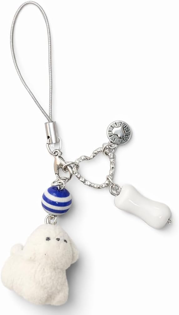 Dog Phone Wrist Strap – Animal Phones Lanyard Phone Charms for Women with Plush Puppy and Bone Decorations, Cute Smartphone Charm Straps Gifts for Friends, Girls and Pet Lovers