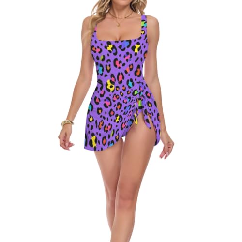 Maillot de bain push-up une pièce léopard violet galbant et élégant