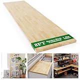 8FT Butcher Block Countertop Birch Solid Wood - 98' x 25' Table Top Butcher Block Cutting Board for Kitchen Island Cart Living Dining Office Desk Washer Dryer Countertop Replacement Unfinished 1.5' Th