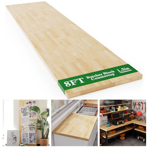 8FT Butcher Block Countertop Birch Solid Wood - 98" x